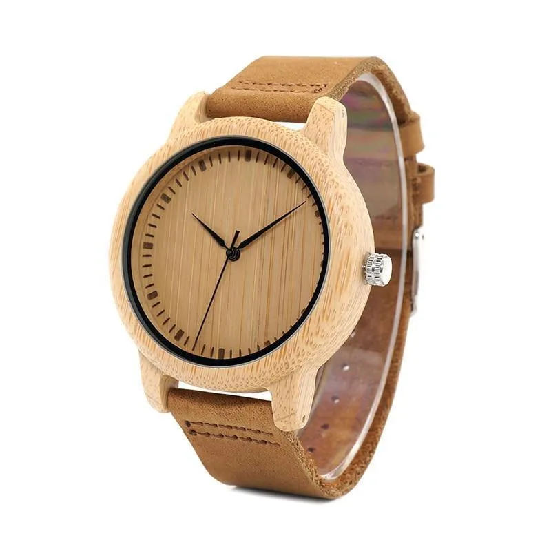 Uhren Frauen Relogio Feminino Bambus Holz Männer Uhr Leder Band Handgemachte Quarz Armbanduhr erkek kol saati