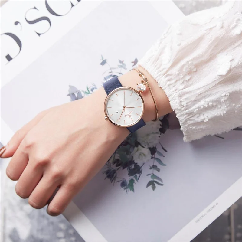 Damenuhr, modisch, Quarz, Dame, PU-Armband, einfaches Datum, lässig, wasserdicht, Armbanduhr, Geschenk für Mädchen/Frau/Frauen
