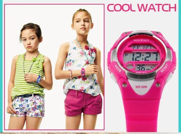 Kinderuhren, Alarm, Stoppuhr, wasserdicht, Schwimmen, LED-Digitaluhr für Jungen, Mädchen, Studenten, Armbanduhren