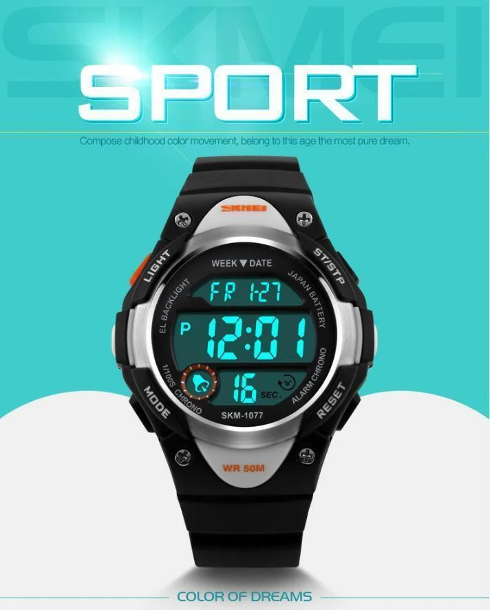 Kinderuhren, Alarm, Stoppuhr, wasserdicht, Schwimmen, LED-Digitaluhr für Jungen, Mädchen, Studenten, Armbanduhren