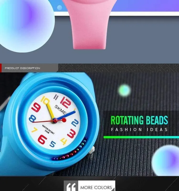 Kinderuhr Bunte Quarz-Armbanduhr 50M Wasserdichter Wecker Jungen-Mädchen-Kinderuhren Reloj Mujer