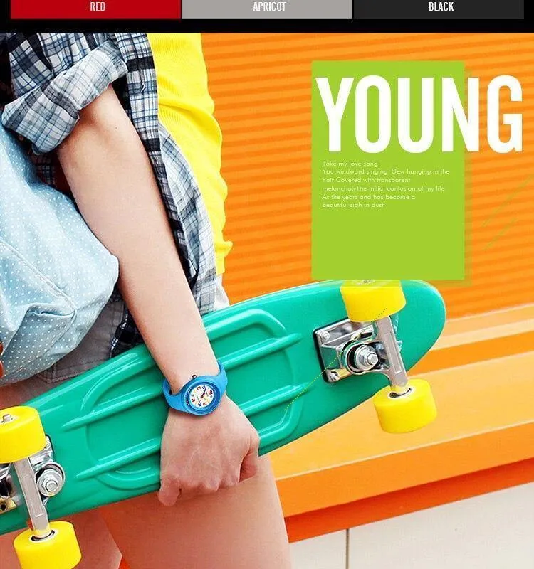 Kinderuhr Bunte Quarz-Armbanduhr 50M Wasserdichter Wecker Jungen-Mädchen-Kinderuhren Reloj Mujer