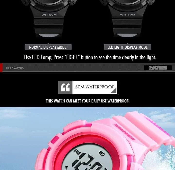 Kinderuhr, wasserdicht, luxuriös, Stoppuhr, Outdoor, Anti-Schock, Sport, Kinderuhr, leuchtende LED-Mode, digitale Uhren