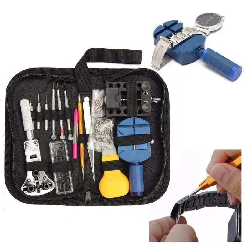 144pcs Professionelle Uhrengehäuse Halter Werkzeuge Set Uhr Repair Tool Kit Öffner Link Pin Remover Set Federstab Uhrmacher Werkzeuge