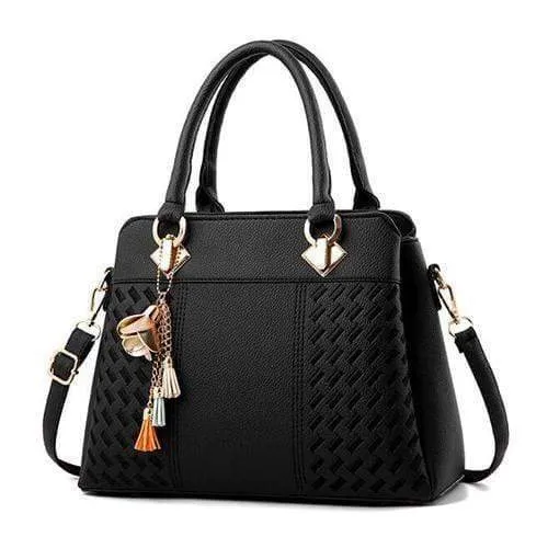 Frauen Handtaschen Quaste PU Leder Totes Tasche Top-Griff Stickerei Umhängetasche Umhängetasche Lady Simple Style Handtaschen