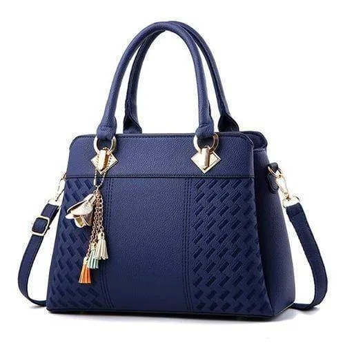 Frauen Handtaschen Quaste PU Leder Totes Tasche Top-Griff Stickerei Umhängetasche Umhängetasche Lady Simple Style Handtaschen
