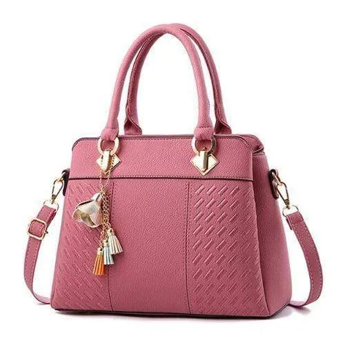 Frauen Handtaschen Quaste PU Leder Totes Tasche Top-Griff Stickerei Umhängetasche Umhängetasche Lady Simple Style Handtaschen