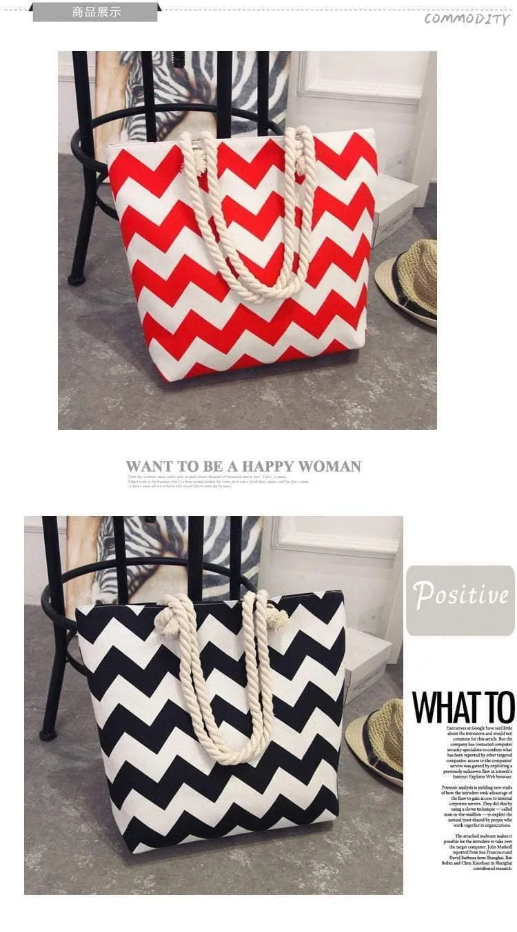 Sommer Frauen Leinwand böhmischen stil streifen Schulter Strand Tasche Weibliche Casual Tote Shopping Big Bag floral Messenger Taschen