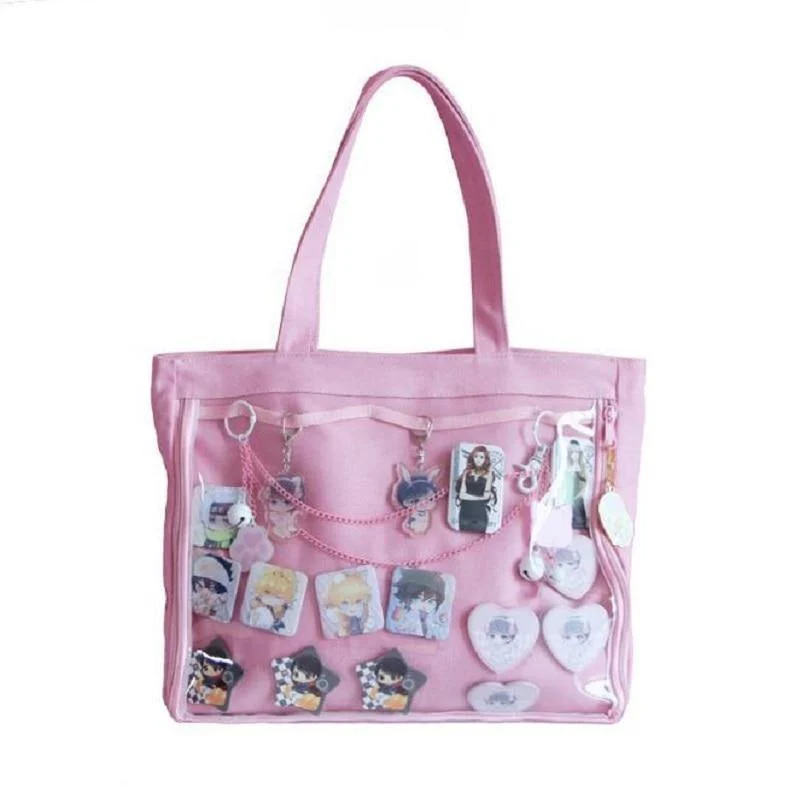 Japanische Wego Ita Tasche Kawaii Transparentes Fenster Lolita Canvas Handtasche Schultertasche Candy Color Lovely Itabag