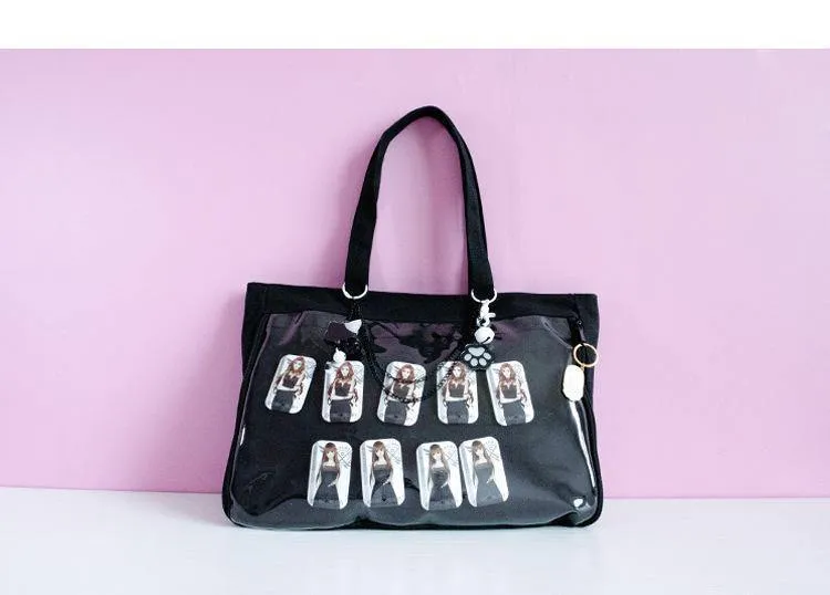 Japanische Wego Ita Tasche Kawaii Transparentes Fenster Lolita Canvas Handtasche Schultertasche Candy Color Lovely Itabag