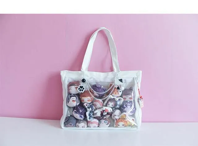 Japanische Wego Ita Tasche Kawaii Transparentes Fenster Lolita Canvas Handtasche Schultertasche Candy Color Lovely Itabag