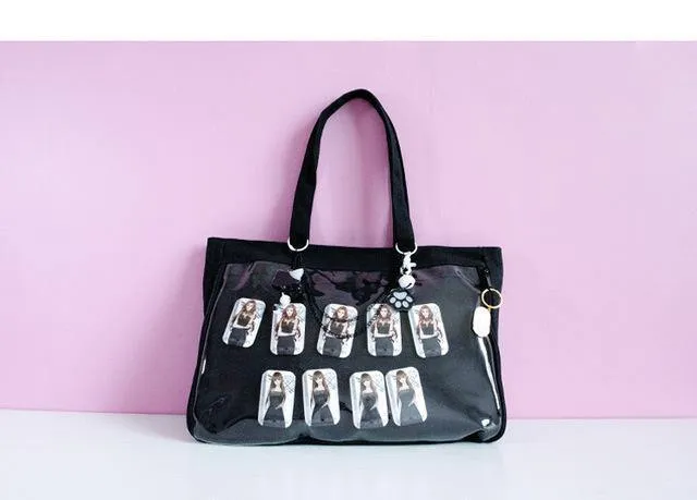Japanische Wego Ita Tasche Kawaii Transparentes Fenster Lolita Canvas Handtasche Schultertasche Candy Color Lovely Itabag