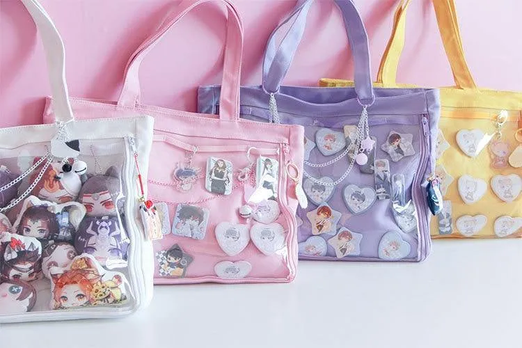 Japanische Wego Ita Tasche Kawaii Transparentes Fenster Lolita Canvas Handtasche Schultertasche Candy Color Lovely Itabag