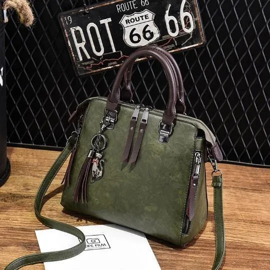 Vintage Leder Damen Handtaschen Frauen Messenger Bags TotesTassel Designer Umhängetasche Umhängetasche Boston Handtaschen Heißer Verkauf