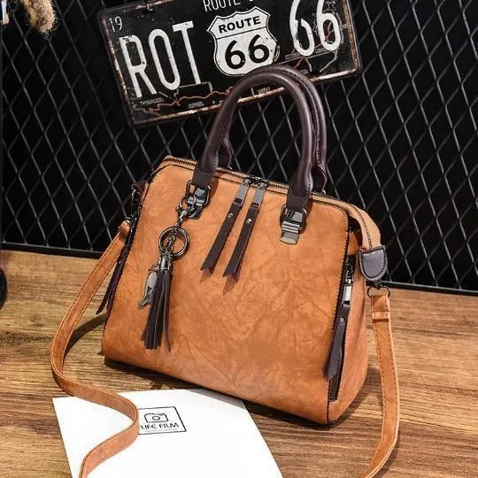 Vintage Leder Damen Handtaschen Frauen Messenger Bags TotesTassel Designer Umhängetasche Umhängetasche Boston Handtaschen Heißer Verkauf