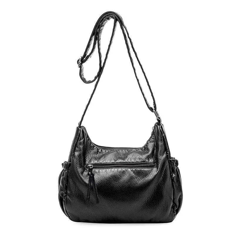 Damen Casual Hobos Frauen Messenger Taschen Umhängetasche Weiche gewaschen PU Leder Schulter Tasche Quaste Mode Weibliche Handtasche