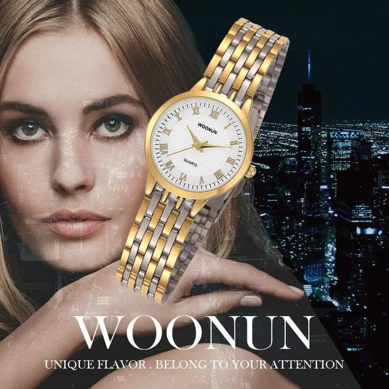 Paaruhren WOONUN Top-Marke Luxus Gold Ultradünne Quarzuhren Frauen Männer Liebhaber Uhrenset Valentinstag Geschenk