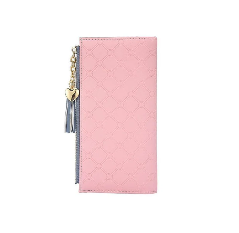 Damen Geldbörse Leder PU Geldbörse Haspe Clutch Langer Reißverschluss Handyhalter Damen Geldbörsen Quaste Münzfach Karte Geld