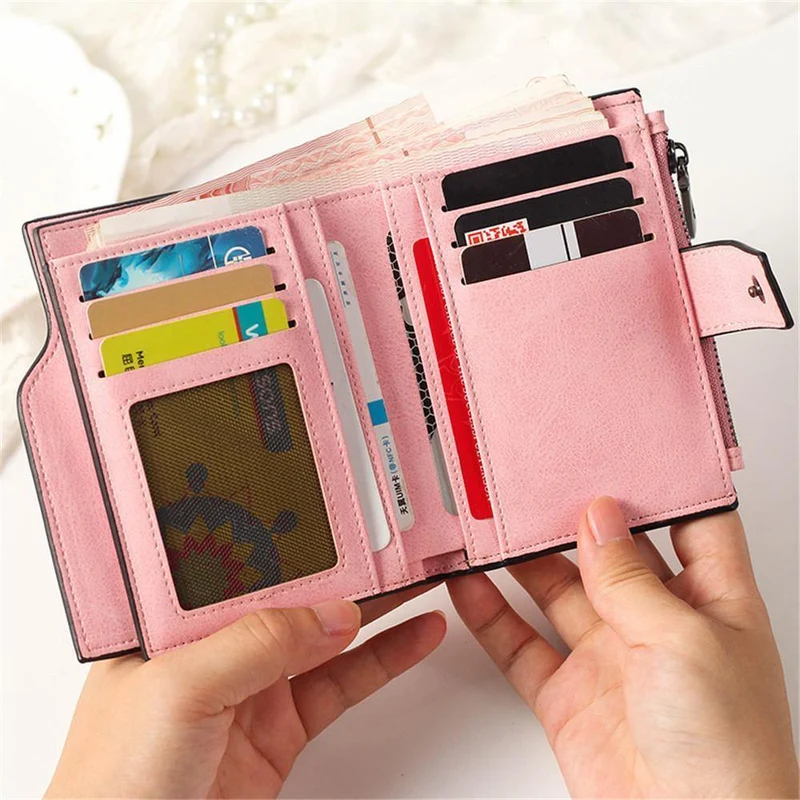 Brieftasche Frauen Leder Kreditkarteninhaber Reißverschluss Brieftasche Kurze Geldbörse Für Karten Geldbörse Portefeuille Zip Karte Kurze Clutch