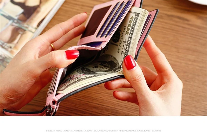 Brieftasche Frauen Leder Kreditkarteninhaber Reißverschluss Brieftasche Kurze Geldbörse Für Karten Geldbörse Portefeuille Zip Karte Kurze Clutch