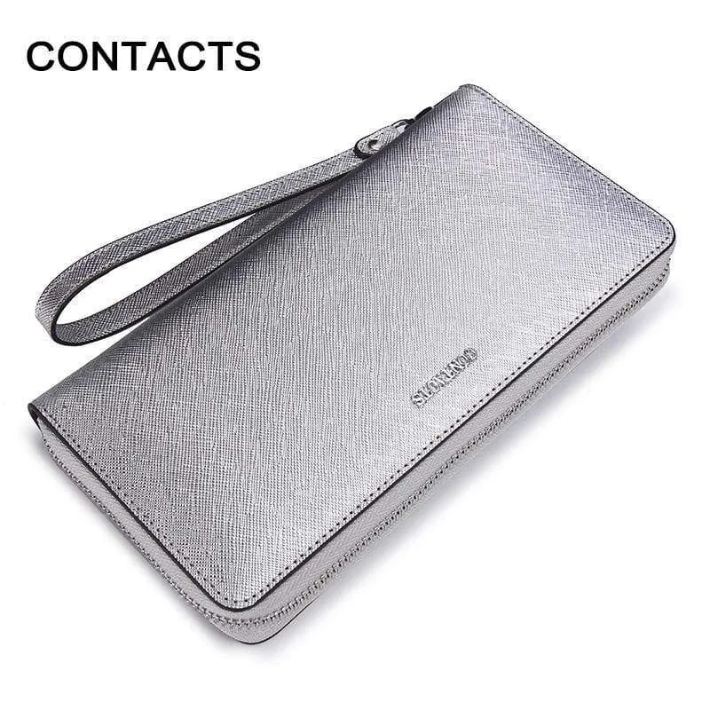 Frauen Kuh Leder Kupplung Damen Kontinent Geldbörsen Metalic Echtes Leder Brieftaschen Handy Halter Heißer Verkauf