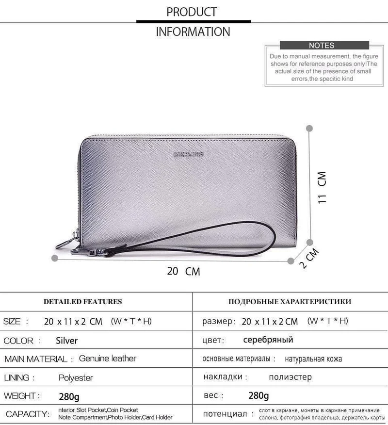 Frauen Kuh Leder Kupplung Damen Kontinent Geldbörsen Metalic Echtes Leder Brieftaschen Handy Halter Heißer Verkauf