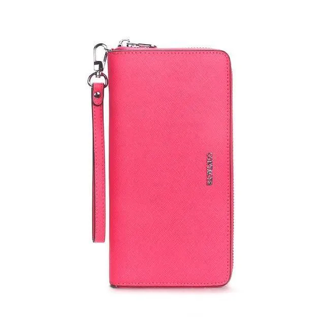 Frauen Kuh Leder Kupplung Damen Kontinent Geldbörsen Metalic Echtes Leder Brieftaschen Handy Halter Heißer Verkauf