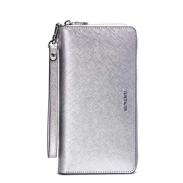 Frauen Kuh Leder Kupplung Damen Kontinent Geldbörsen Metalic Echtes Leder Brieftaschen Handy Halter Heißer Verkauf