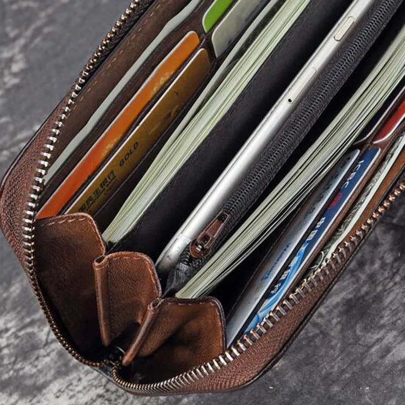 Echtes Leder Geldbörse für Frauen Clutch Bag Zipper neue Vintage Blume lange Brieftasche Clutch weibliche Luxus Brieftasche