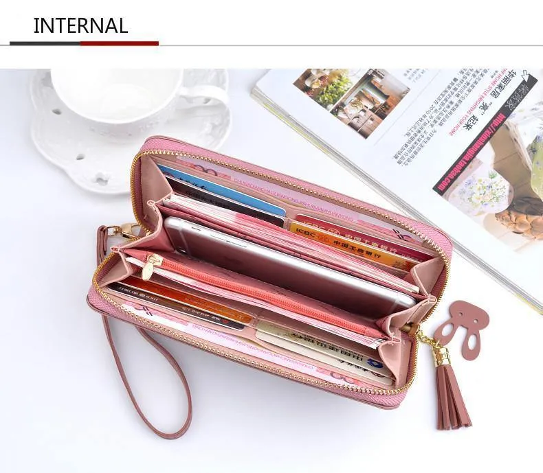 Frauen Leder Brieftasche Weibliche Lange Tragbare Multifunktions Solide Geldbörse Frauen Telefon Cion Karte Halter Damen Kupplung Carteras