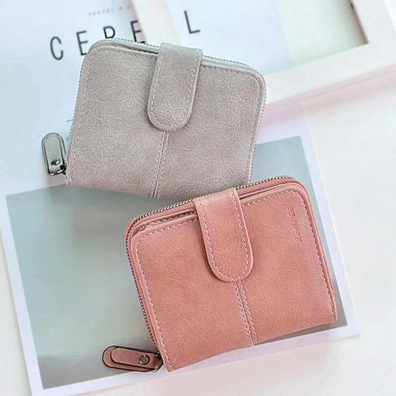 Frauen Kleine Brieftasche Für Kreditkarte Weibliche Geldbörse Leder Brieftasche Mode Kurze Kupplung Dame Solide Mini Geldbörse Frauen Brieftaschen