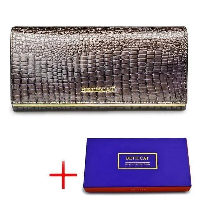 Frauen Brieftasche und Geldbörsen Echtes Leder Weibliche Münze Kartenhalter Geldbörse Damen Geld Taschen Alligator Kuh Brieftaschen