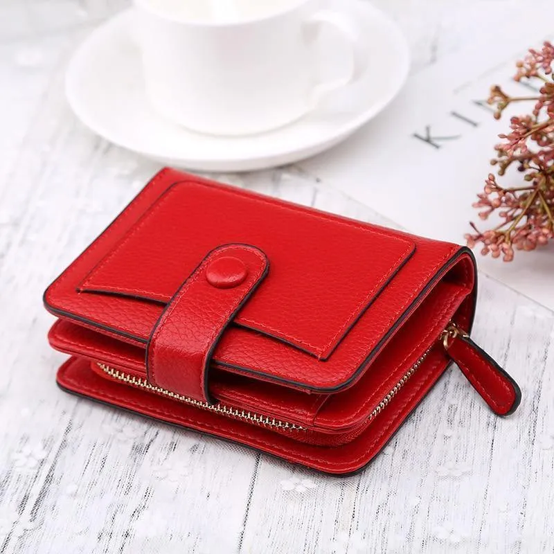 Frauen Geldbörsen Neue Luxus Marke Rot Schwarz Kleine Mini Geldbörse Haspe Karte Halter Dame Brieftasche Zipper Weibliche Leder Schnalle