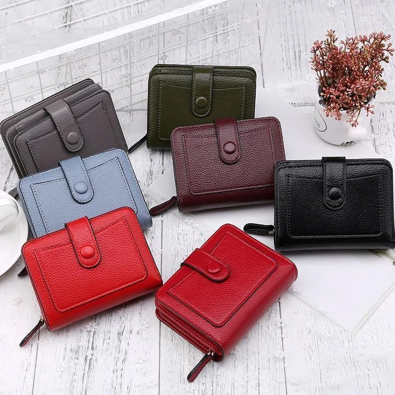 Frauen Geldbörsen Neue Luxus Marke Rot Schwarz Kleine Mini Geldbörse Haspe Karte Halter Dame Brieftasche Zipper Weibliche Leder Schnalle