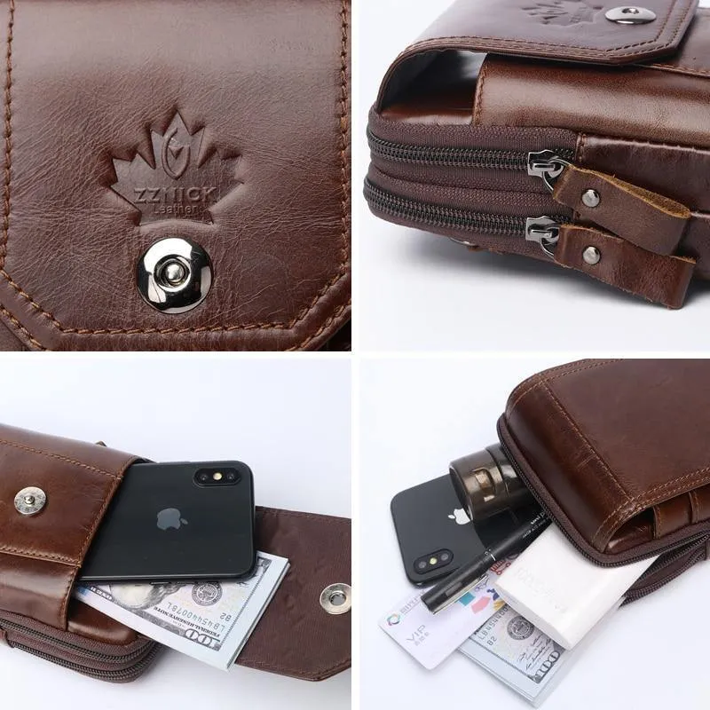 Leder Hüfttaschen Pack Gürteltasche Handtaschen Handytasche Taschen Reise Hüfttasche Männliche Taille Herrentasche Mode Klappe
