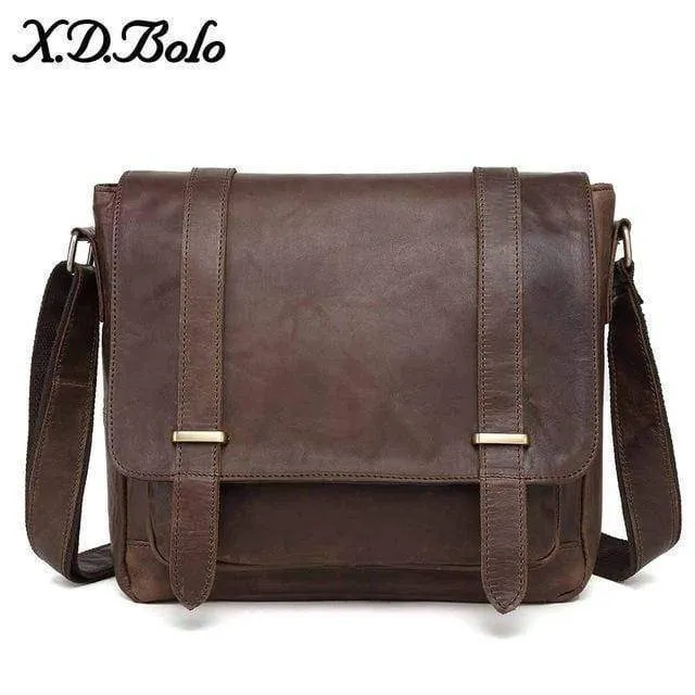 Leder Herren Tasche Schulter Umhängetaschen Crazy Horse Laptop Männlichen Messenger Taschen Vintage Design Tasche für Männer