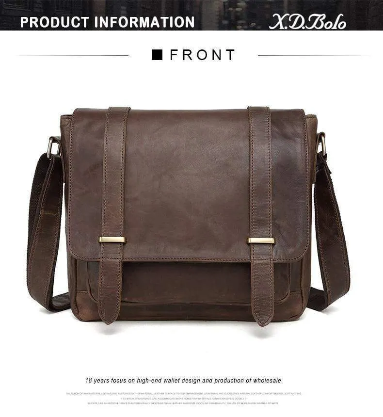 Leder Herren Tasche Schulter Umhängetaschen Crazy Horse Laptop Männlichen Messenger Taschen Vintage Design Tasche für Männer