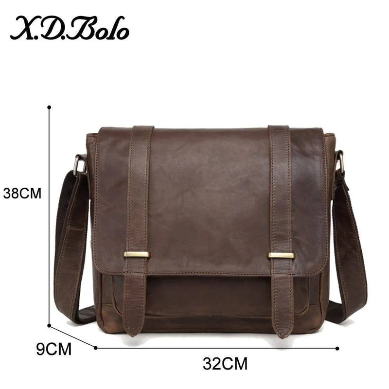 Leder Herren Tasche Schulter Umhängetaschen Crazy Horse Laptop Männlichen Messenger Taschen Vintage Design Tasche für Männer
