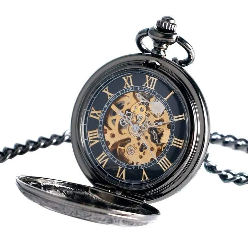 Antike Auto mechanische Skelett Taschenuhr siehe obwohl Gesicht Retro Steampunk Mode Anhänger mit Fob Kette männliche Uhr