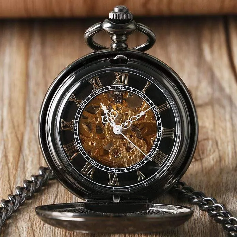 Antike Auto mechanische Skelett Taschenuhr siehe obwohl Gesicht Retro Steampunk Mode Anhänger mit Fob Kette männliche Uhr