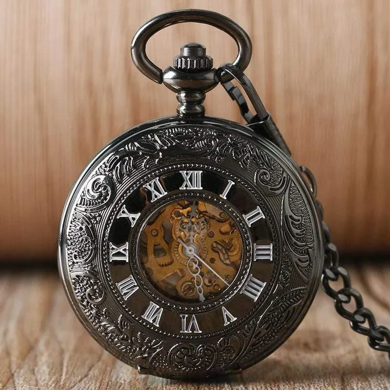 Antike Auto mechanische Skelett Taschenuhr siehe obwohl Gesicht Retro Steampunk Mode Anhänger mit Fob Kette männliche Uhr