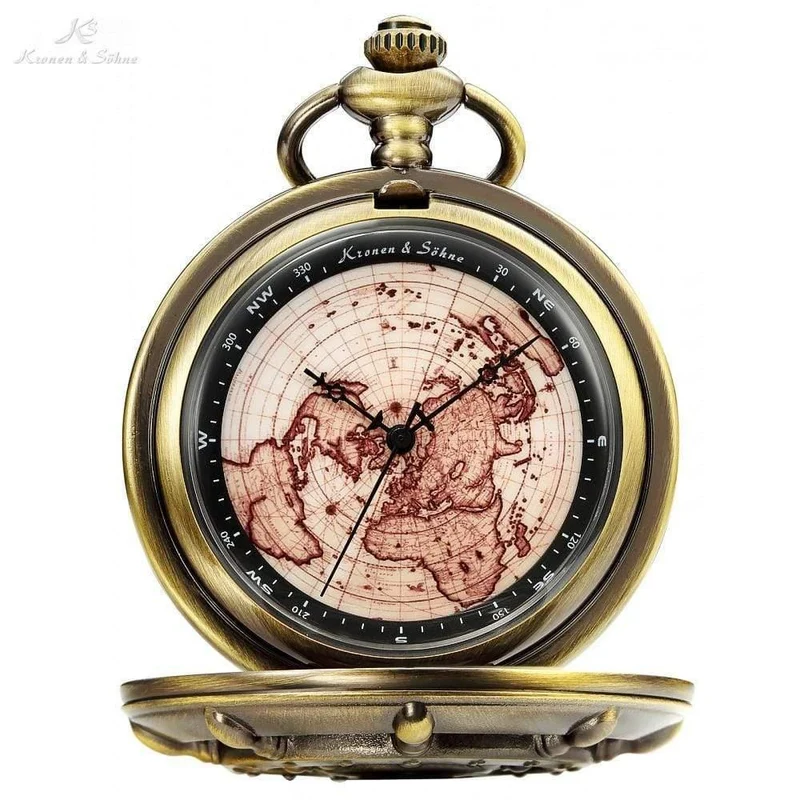 Bronze Boot Ruder Anker Muster Fall Karte Analog Relogio Schlüsselanhänger Uhr Kette Herren Quarz Taschenuhr / KSP106