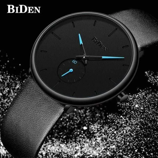Herrenuhren, schlichte Marke, Herren-Armbanduhr, Quarz, Leder, Herrenuhr, wasserdicht, Herrenuhren, Schwarz, Braun
