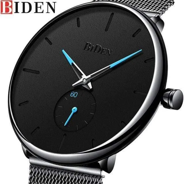 Herrenuhren, schlichte Marke, Herren-Armbanduhr, Quarz, Leder, Herrenuhr, wasserdicht, Herrenuhren, Schwarz, Braun