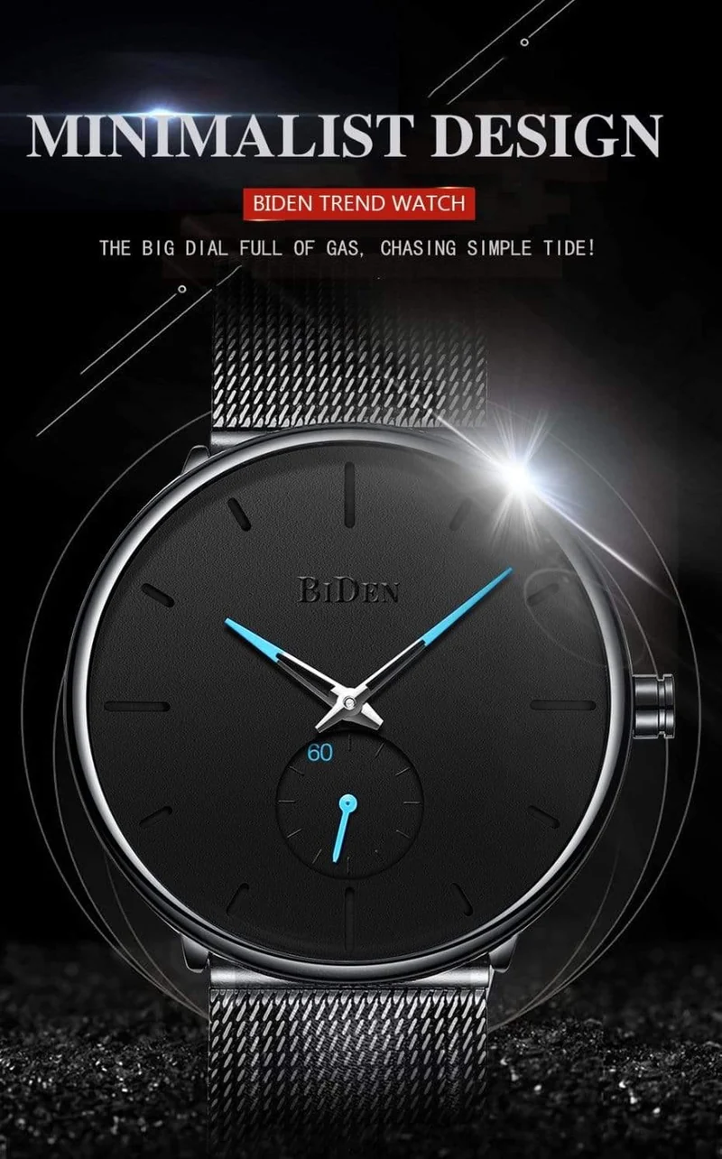 Herrenuhren, schlichte Marke, Herren-Armbanduhr, Quarz, Leder, Herrenuhr, wasserdicht, Herrenuhren, Schwarz, Braun