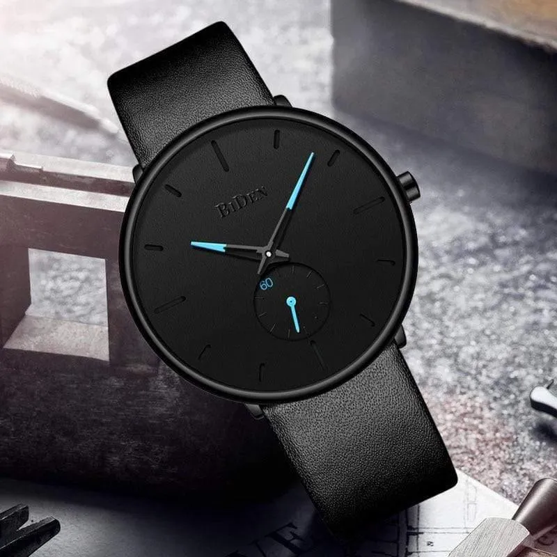 Herrenuhren, schlichte Marke, Herren-Armbanduhr, Quarz, Leder, Herrenuhr, wasserdicht, Herrenuhren, Schwarz, Braun