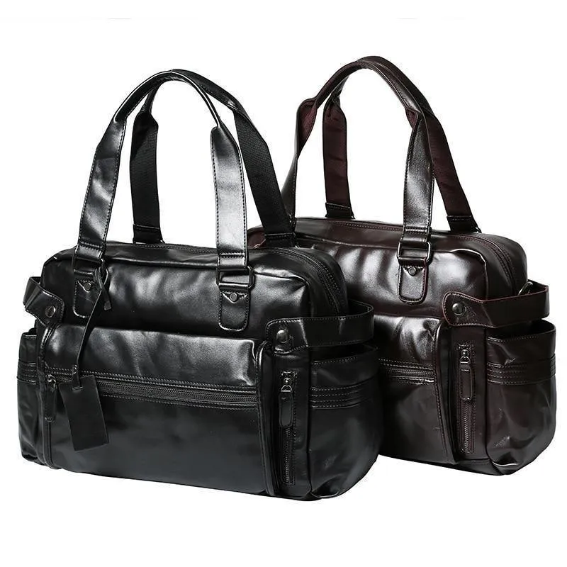 Mode herren leder reisetasche vintage duffle handtaschen große männer business gepäck tasche mit schulter gurt sac voyages