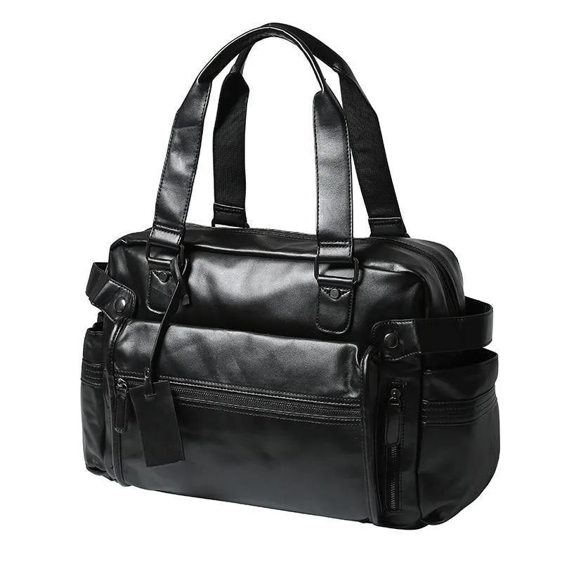 Mode herren leder reisetasche vintage duffle handtaschen große männer business gepäck tasche mit schulter gurt sac voyages