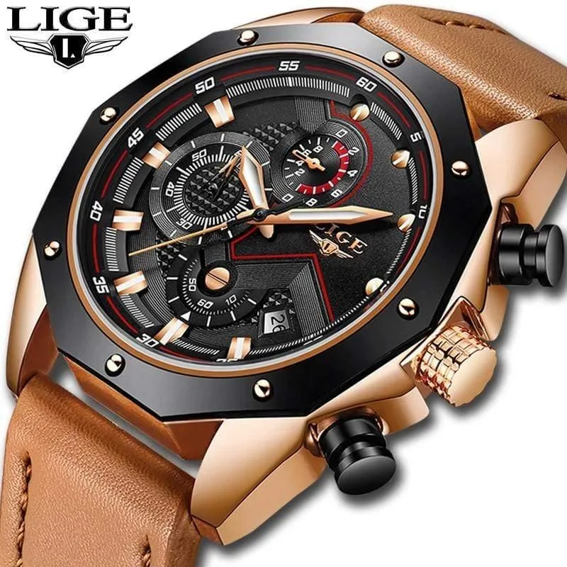 Herrenuhren Top-marke Luxus Quarz Gold Uhr Männer Casual Leder Militärische Wasserdichte Sport Armbanduhr Relogio Masculino