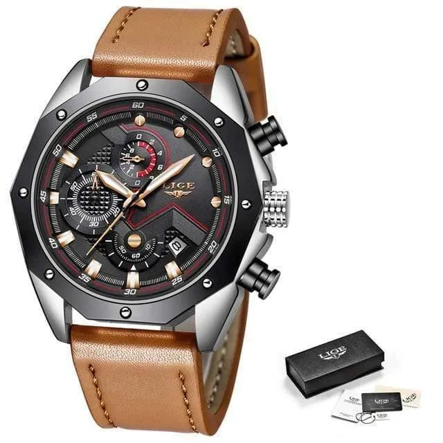Herrenuhren Top-marke Luxus Quarz Gold Uhr Männer Casual Leder Militärische Wasserdichte Sport Armbanduhr Relogio Masculino